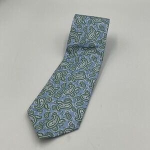 Battisti Napoli Mens Light Blue Paisley Silk Tie Handmade Italy